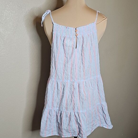 Maeve Large Tiered Striped Sleeveless Tank Top Blue Pink - Picture 4 of 7